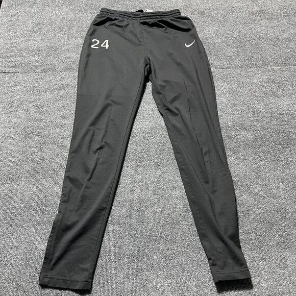 Nike Dri-Fit Track Pants Mens Small Black Zip Ankle 24 Logo Training 588501-010 - Picture 1 of 12